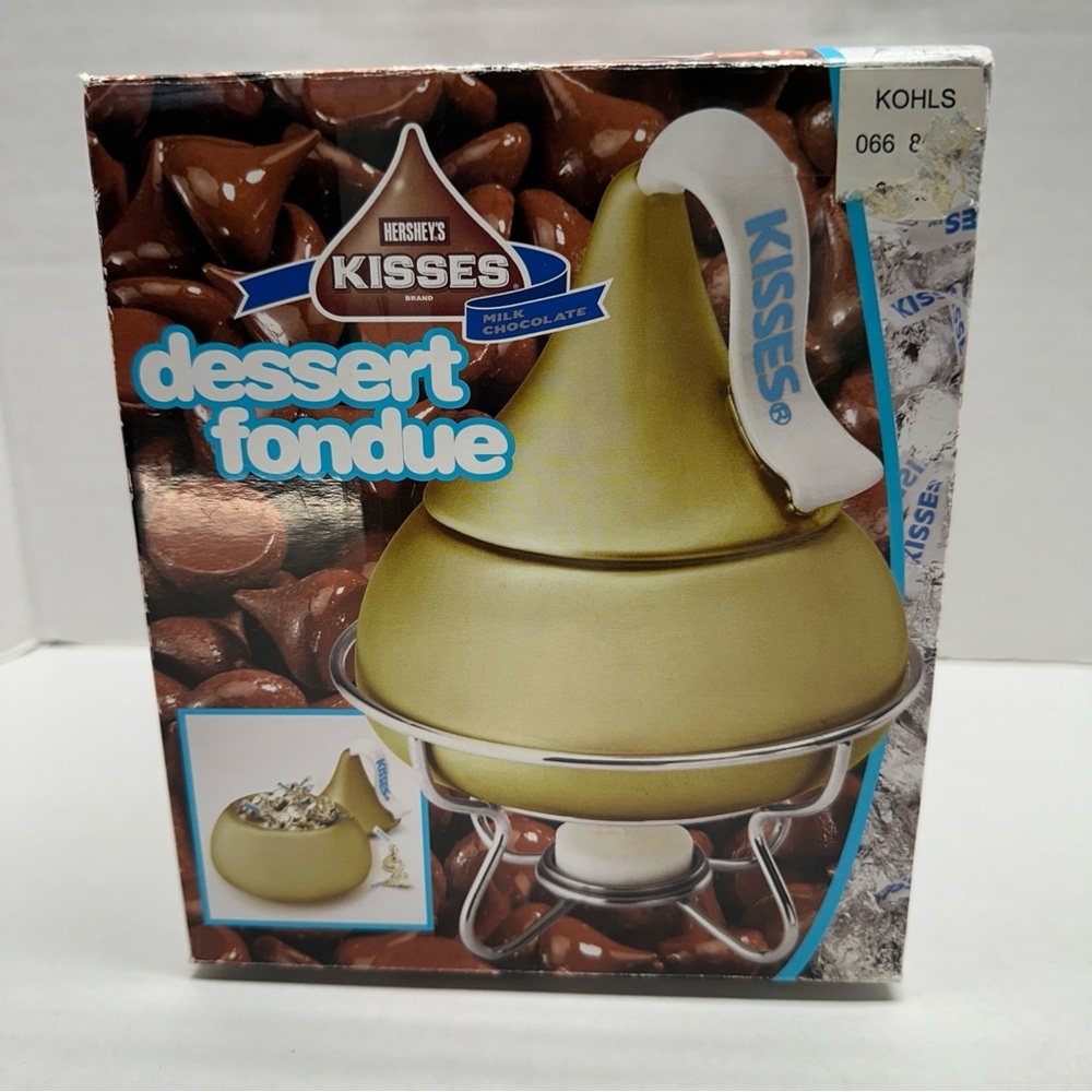 Vintage Hershey's Kisses Gold Ceramic Dessert Fondue Set & Candy Dish NIB 2006